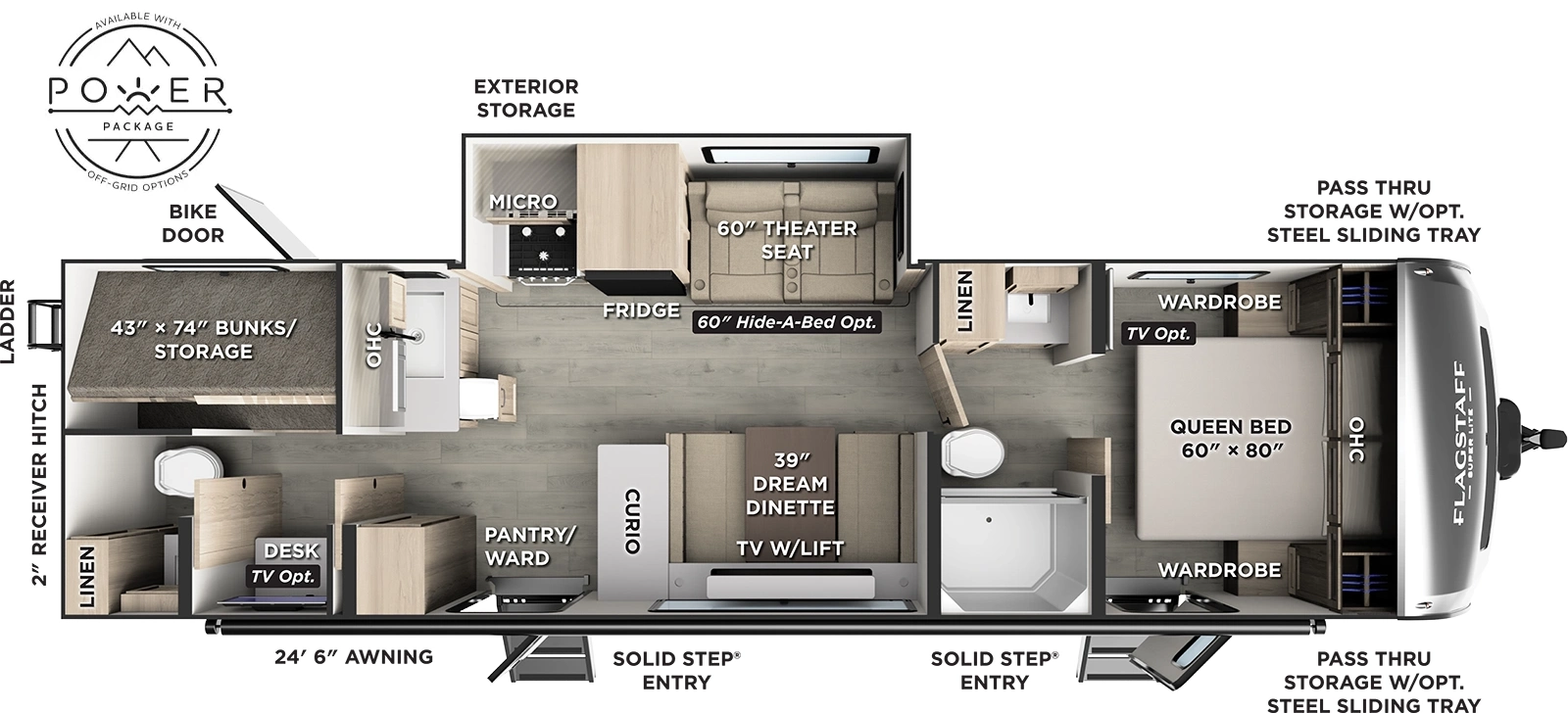 Flagstaff Super Lite Travel Trailers 29DBH Floorplan